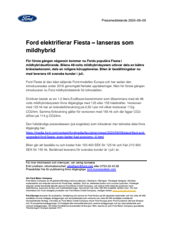 Ford elektrifierar Fiesta – lanseras som mildhybrid