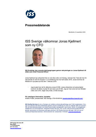 ISS Sverige välkomnar Jonas Kjellmert som ny CFO