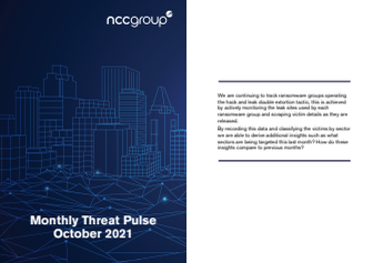 NCC Group Monthly Threat Pulse October 2021