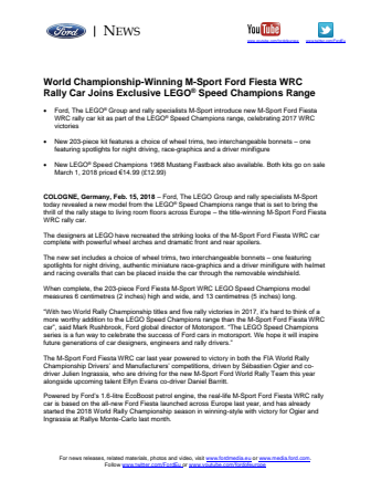 Ford afslører LEGO-udgave af Ford Fiesta WRC