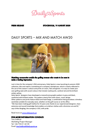 DAILY SPORTS – MIX AND MATCH AW20