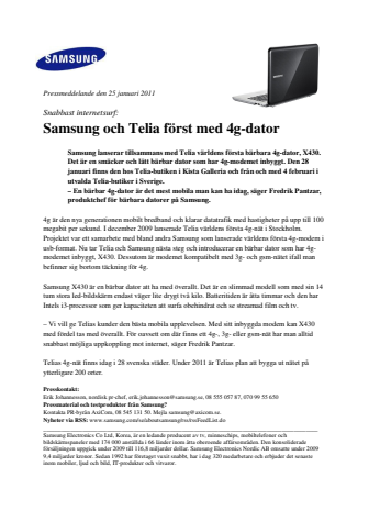 Samsung och Telia först med 4g-dator