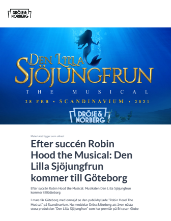 ​Efter succén Robin Hood the Musical: Den Lilla Sjöjungfrun kommer till Göteborg
