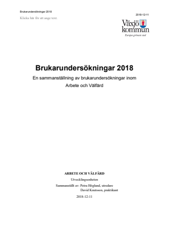 Rapport Brukarundersökningar inom arbete och välfärd 2018