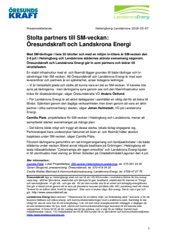 Stolta partners till SM-veckan: Öresundskraft och Landskrona Energi