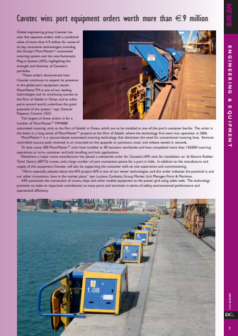 Dry Cargo International: Cavotec wins port equipment orders worth more than €9 million