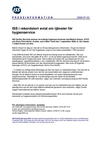 ISS i rekordstort avtal om tjänster för hygienservice