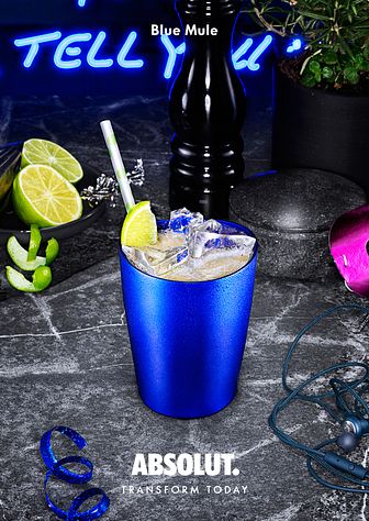 Blue Mule cocktailoppskrift - Absolut gjør natten elektrisk med lansering av ny flaske.