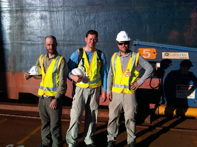 The intrepid (and dusty) Cavotec film crew after a day filming MoorMaster™ at Port Hedland. #Cavotecfilm