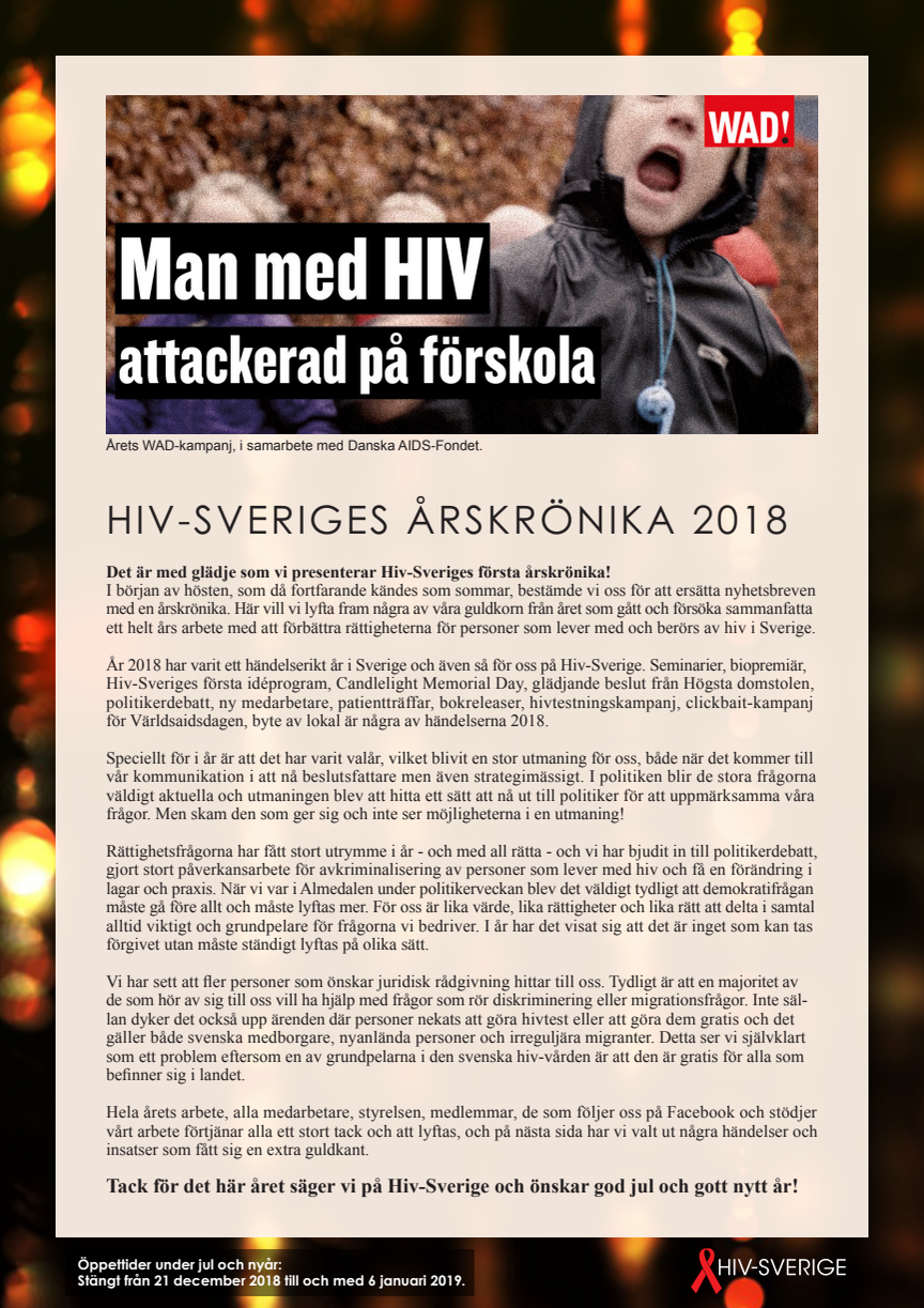 Hiv-Sveriges årskrönika 2018