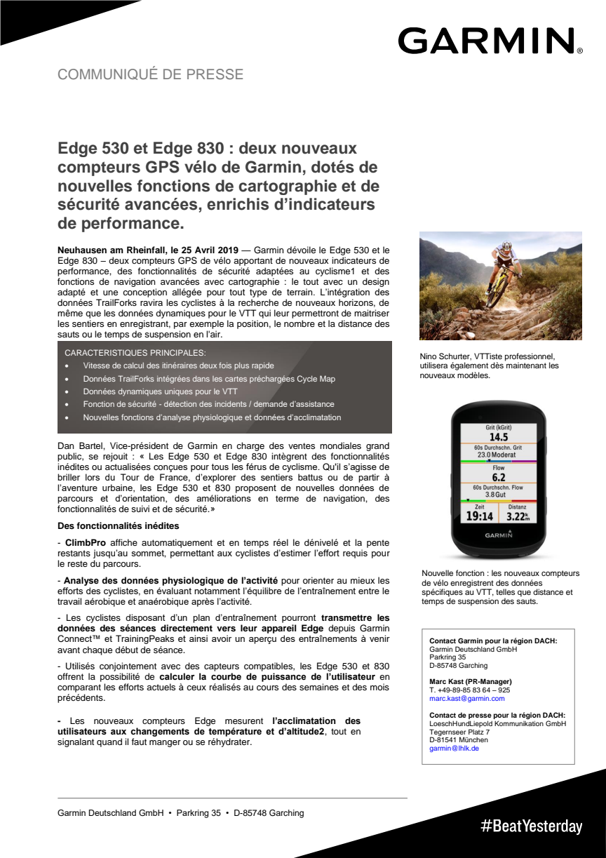 Edge 530 et Edge 830 : deux nouveaux compteurs GPS vélo de Garmin, dotés de nouvelles fonctions de cartographie et de sécurité avancées, enrichis d’indicateurs de performance.