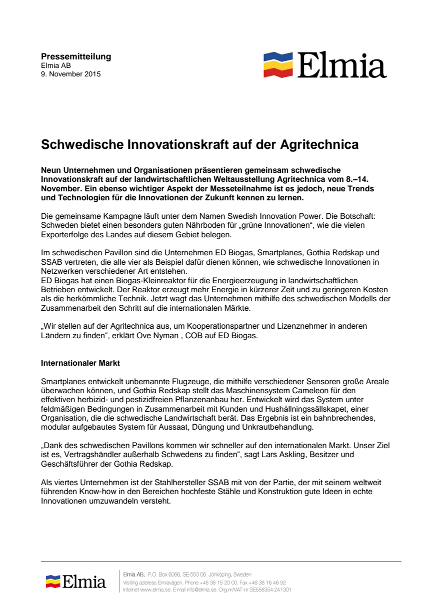 Pressemitteilung, german version