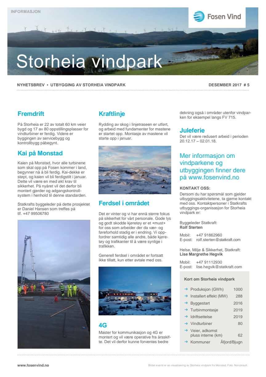 Nyhetsbrev Stoheia vindpark #5 - 2017