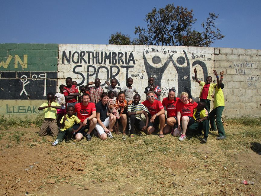 Northumbria University staff and students on a previous Volunteer Zambia trip