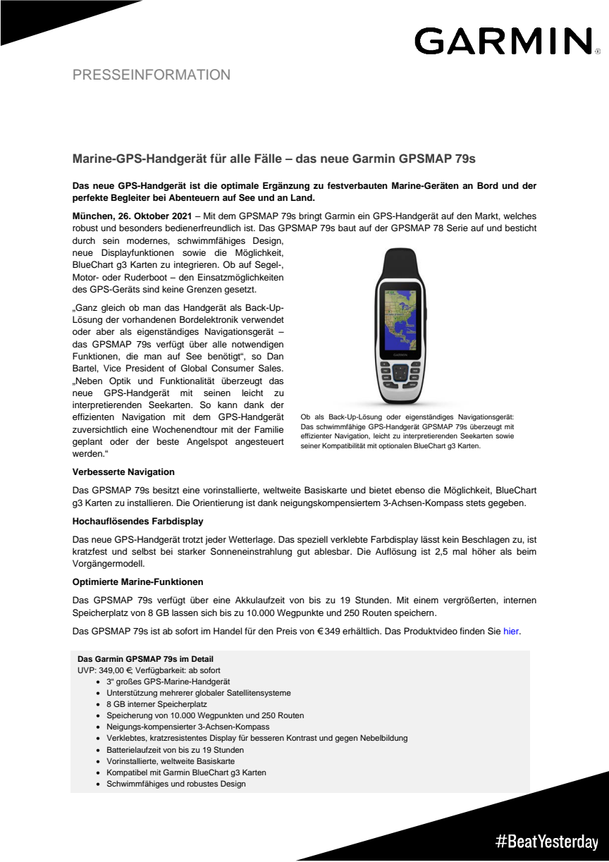 Pressemitteilung Garmin DE GPSMAP 79s