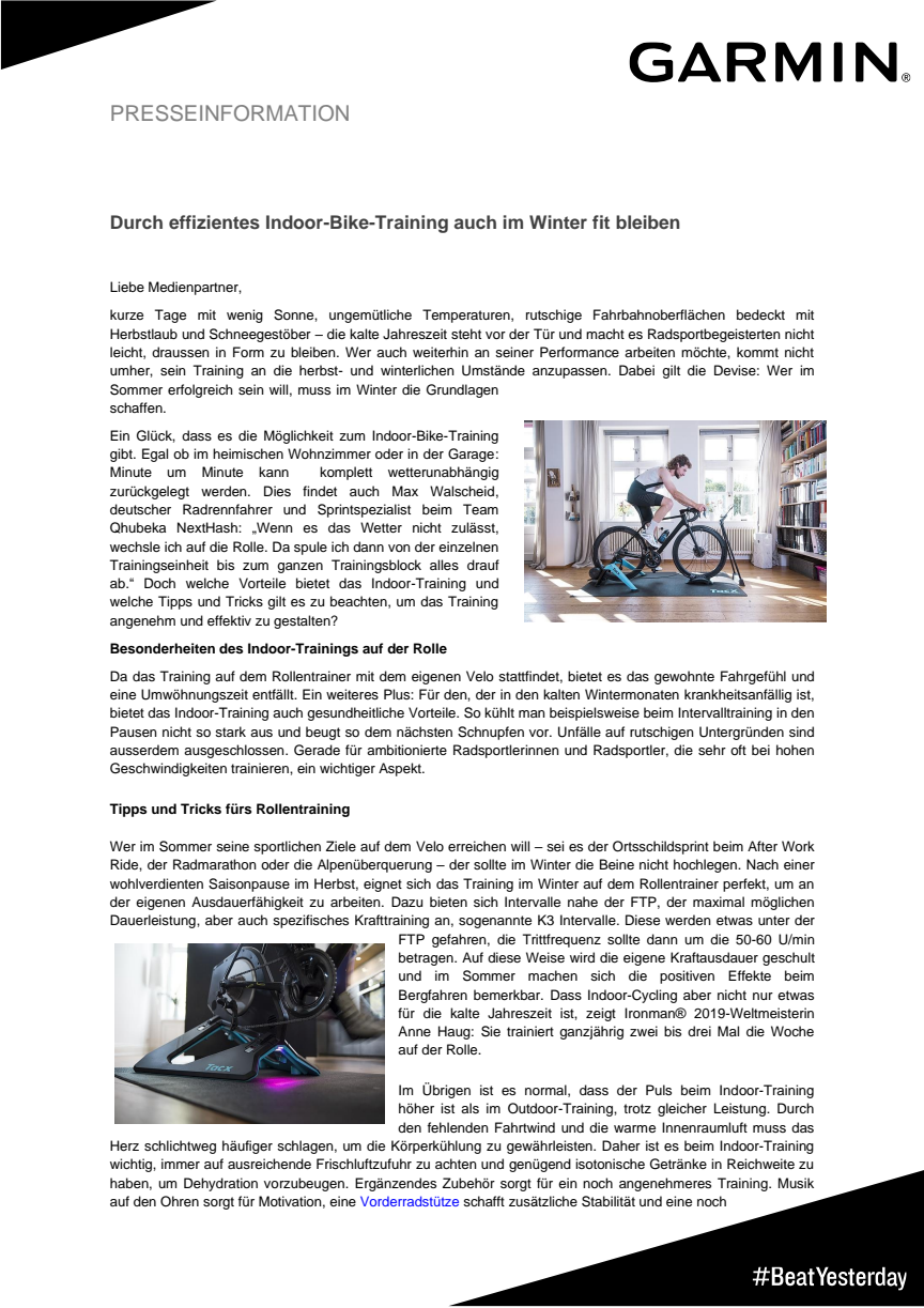 Tipps und Tricks für das Indoor-Bike-Training