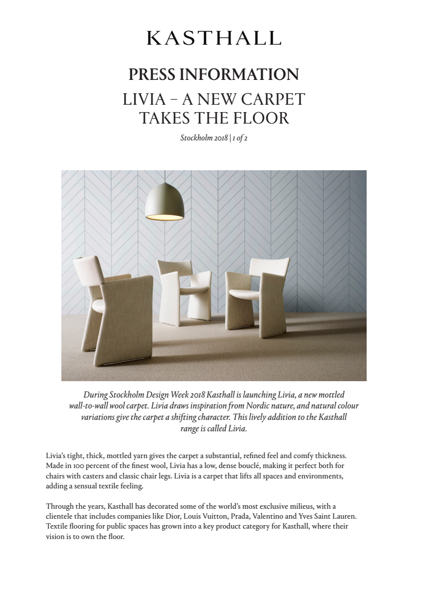  LIVIA – A NEW CARPET TAKES THE FLOOR