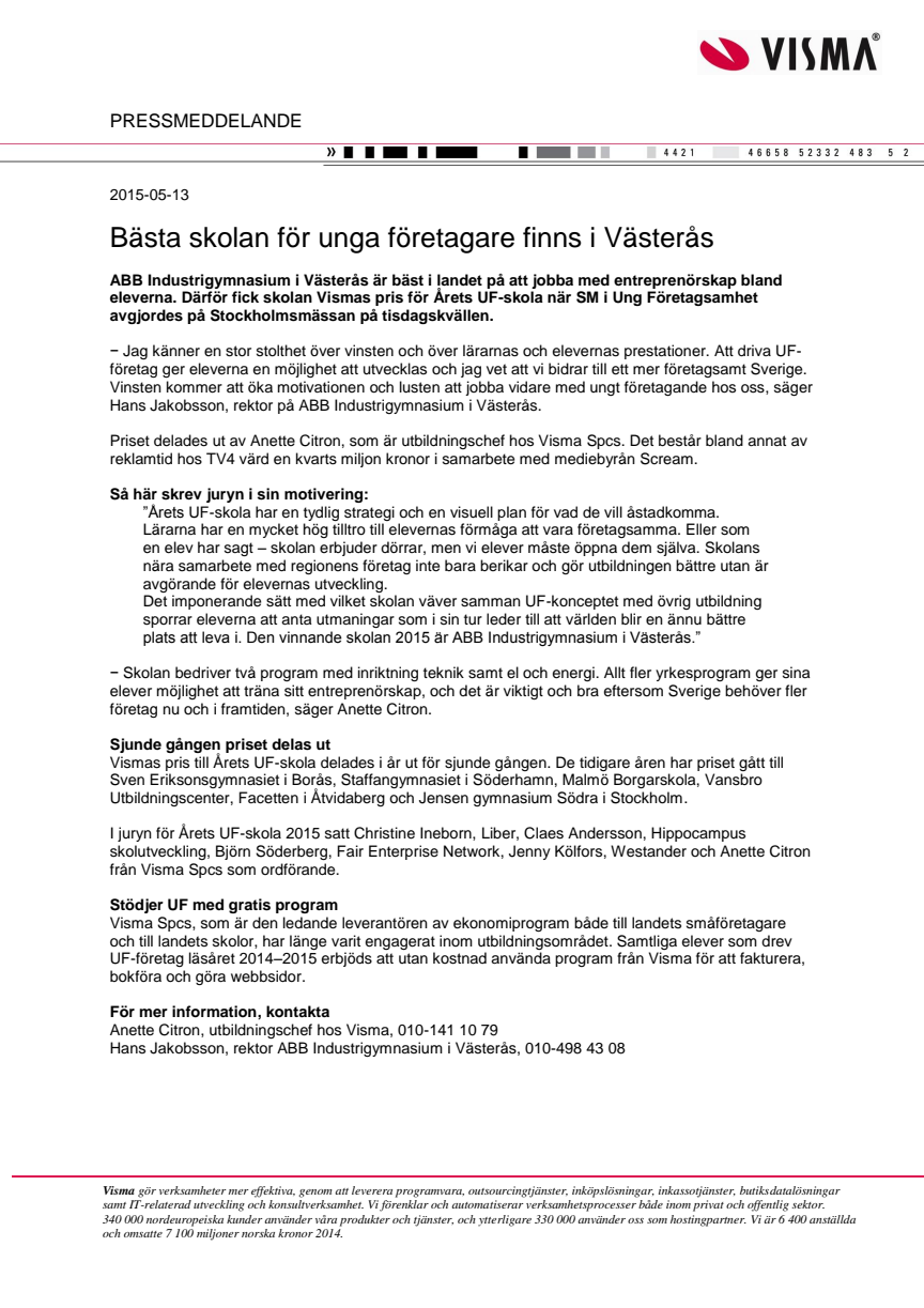 Bästa skolan för unga företagare finns i Västerås
