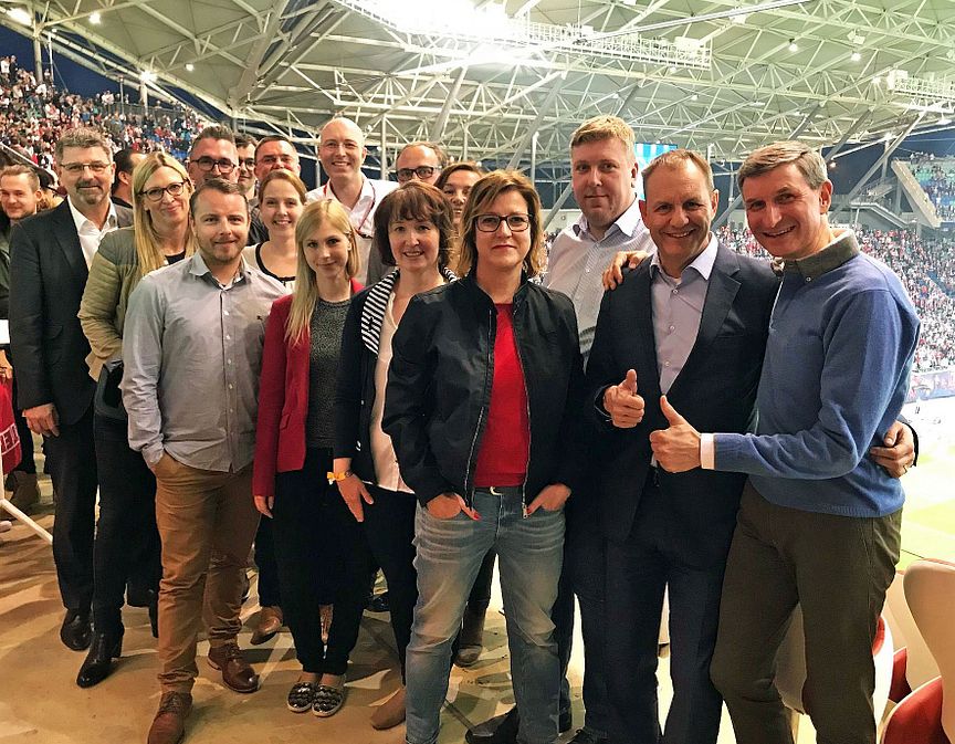Das Team, das den Tagungsstandort Leipzig auf der IMEX 2018 präsentiert 
