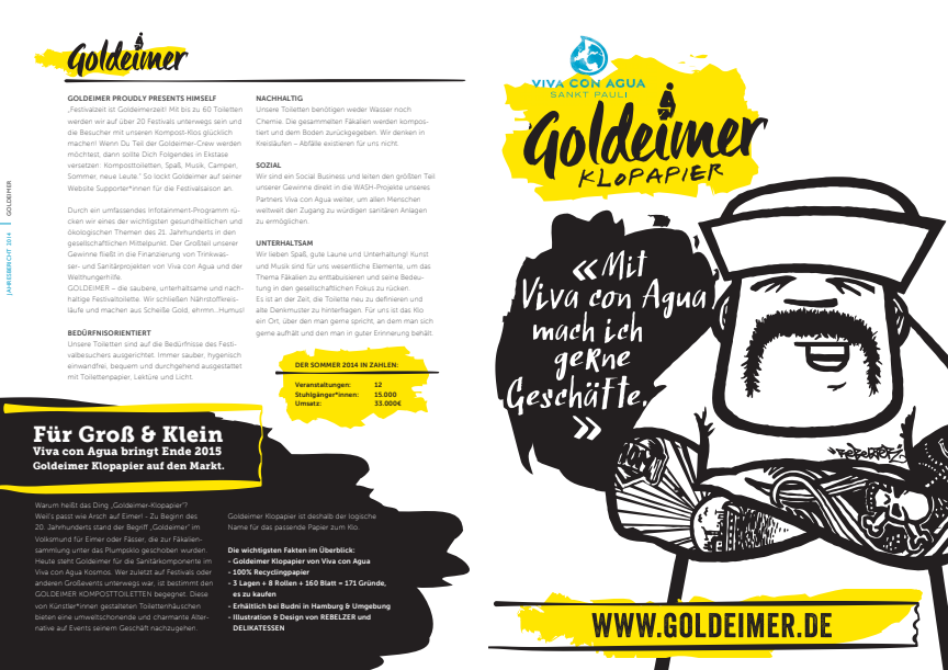 Goldeimer proudly presents himself - JETZT NEU mit Kult von der Rolle: Goldeimer Klopapier by Viva con Agua
