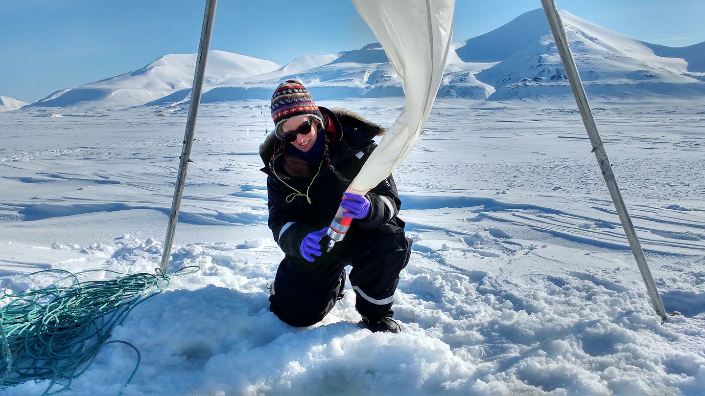 Eva Leu sampling under ice (Photo: Tom Brown)