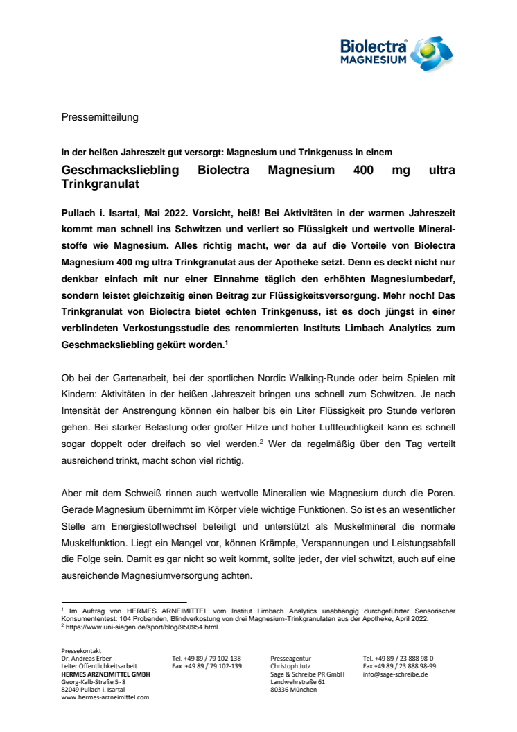 Pressemitteilung - Biolectra Magnesium 400 mg ultra Trinkgranulat - Magnesium und Trinkgenuss in einem.pdf