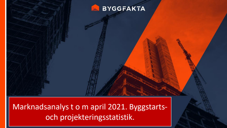 Byggprojektmarknaden t o m april 2021. Byggstarts- och projekteringsindex från Byggfakta.