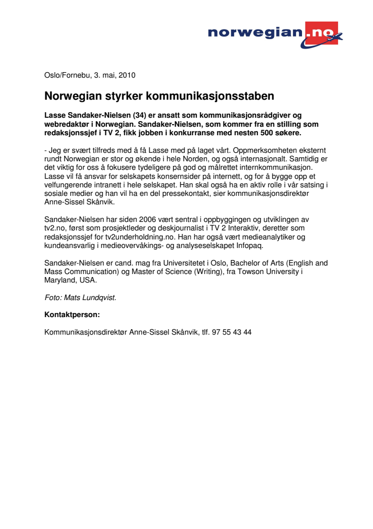Norwegian styrker kommunikasjonsstaben