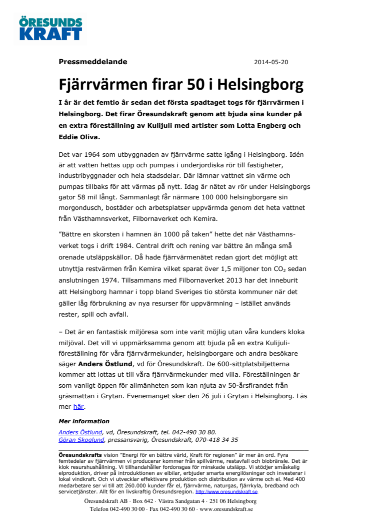 Fjärrvärmen firar 50 i Helsingborg 