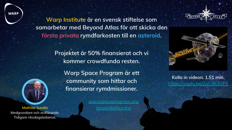 Sverige skapar rymdhistoria med den första privata missionen till en asteroid