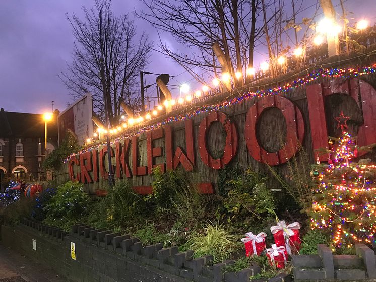 Lit up for Christmas - the lights at Cricklewood station