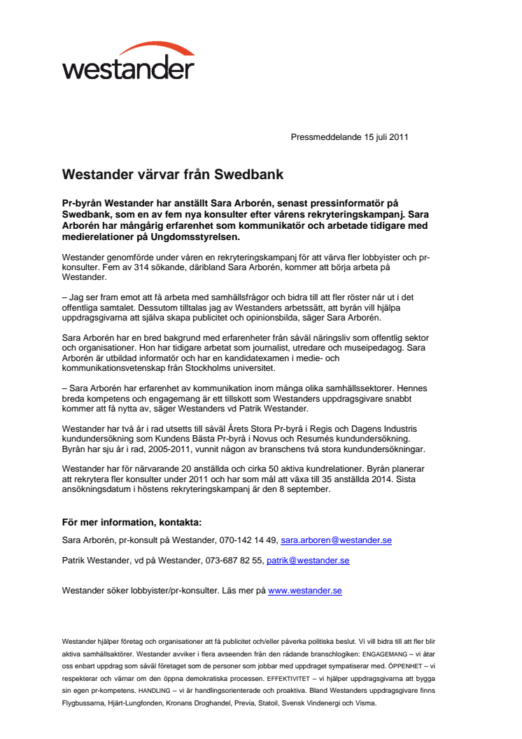 Westander värvar från Swedbank