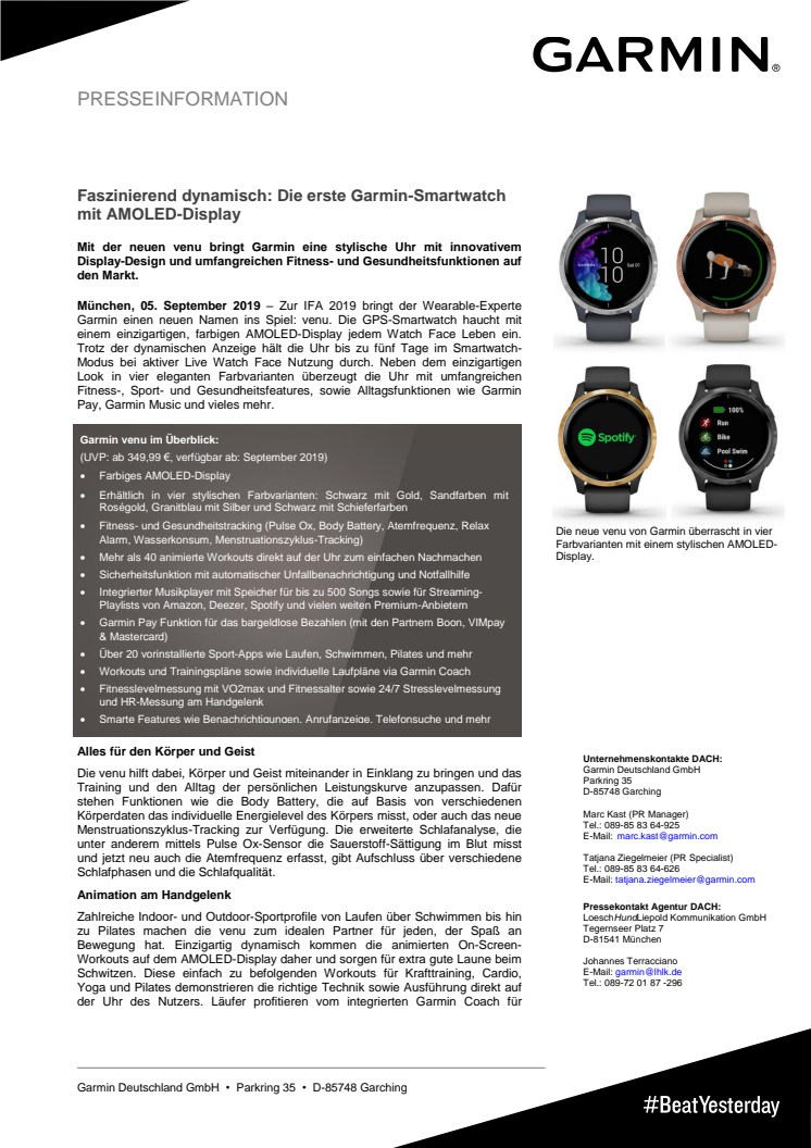 Faszinierend dynamisch: Die erste Garmin-Smartwatch mit AMOLED-Display