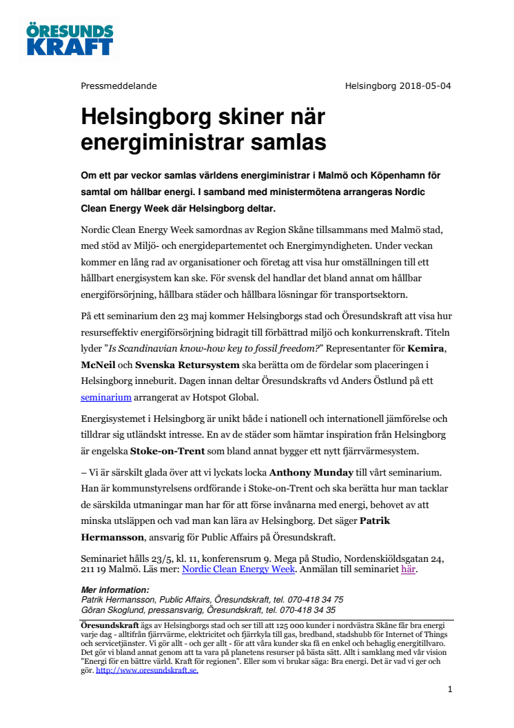 Helsingborg skiner när energiministrar samlas