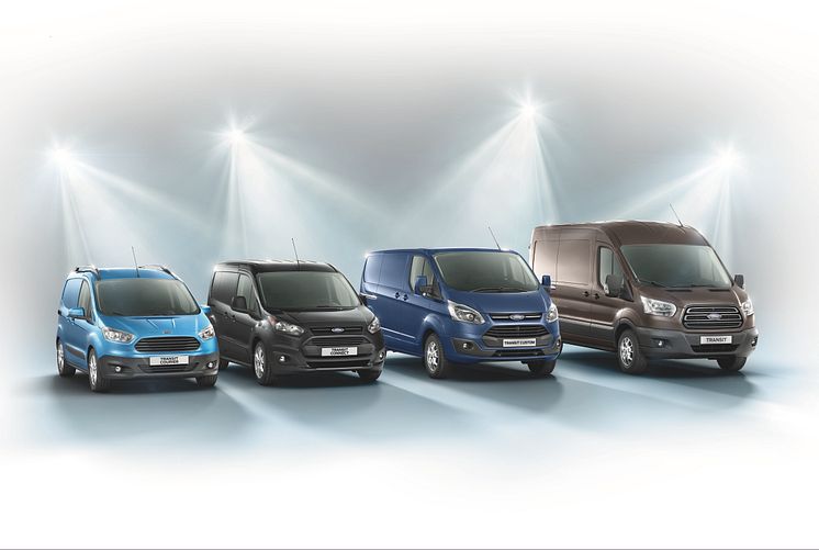 Ford Transit Courier, Ford Transit Connect, Ford Transit Custom og 2-tonns Ford Transit