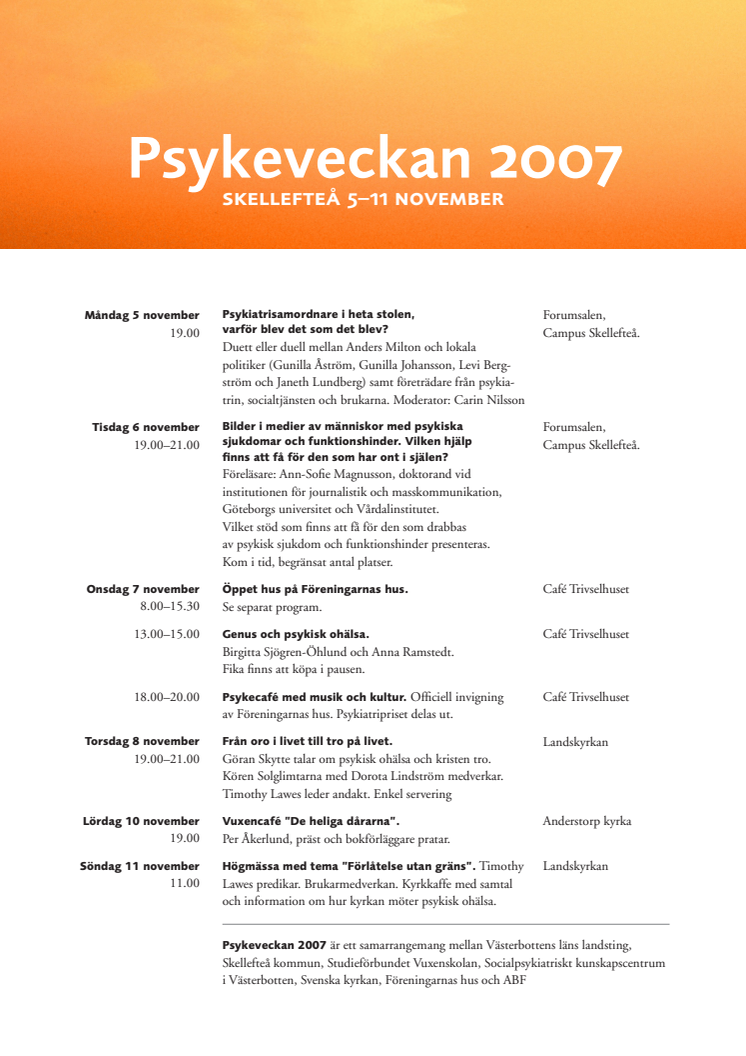 Program för psykeveckan 2007