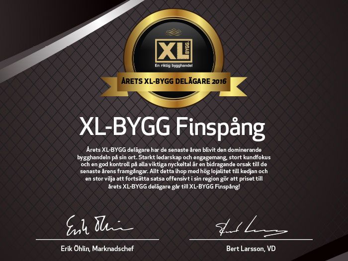 Årets XL-BYGG delagare 2016.