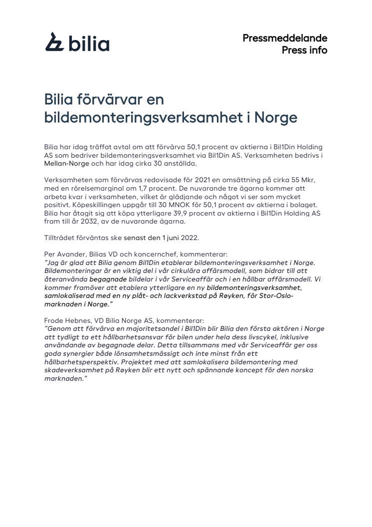 Bilia förvärvar en bildemonteringsverksamhet i Norge .pdf