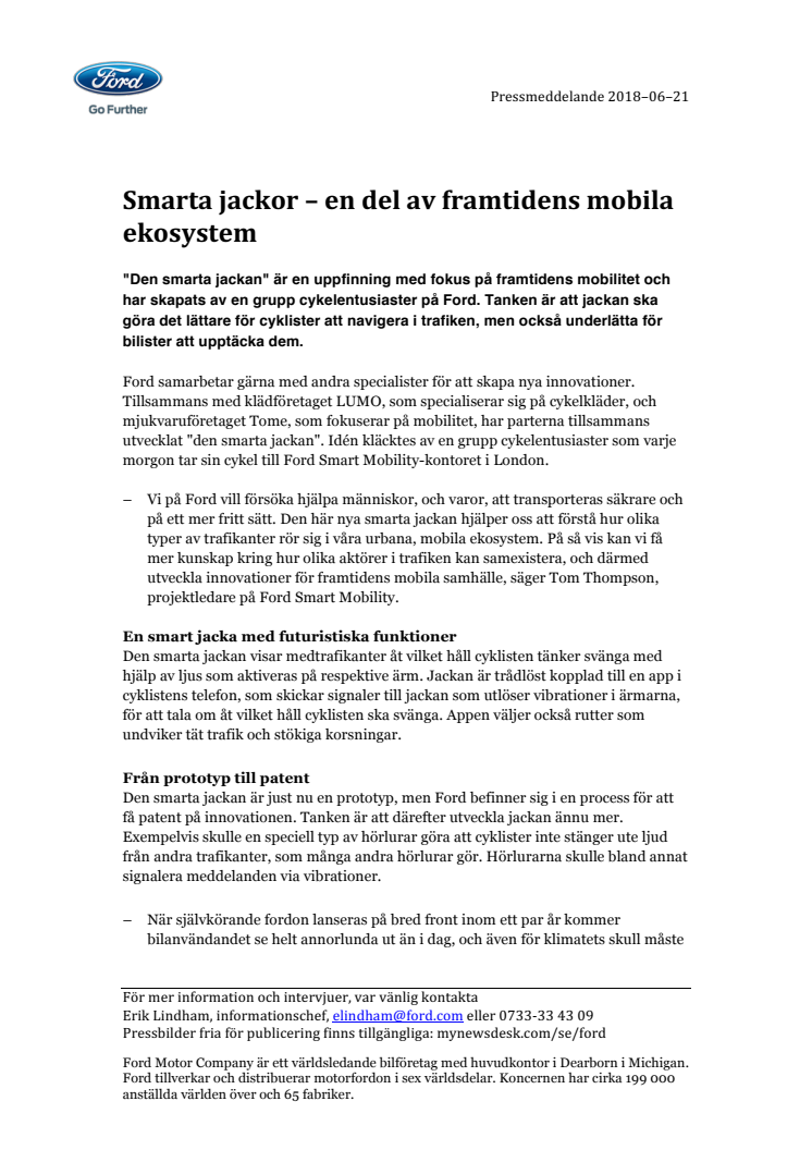 Smarta jackor – en del av framtidens mobila ekosystem