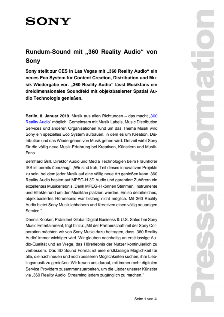 Rundum-Sound mit „360 Reality Audio“ von Sony
