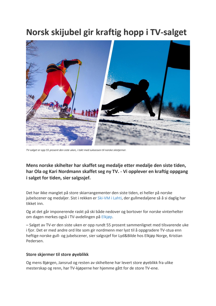 Norsk skijubel gir kraftig hopp i TV-salget