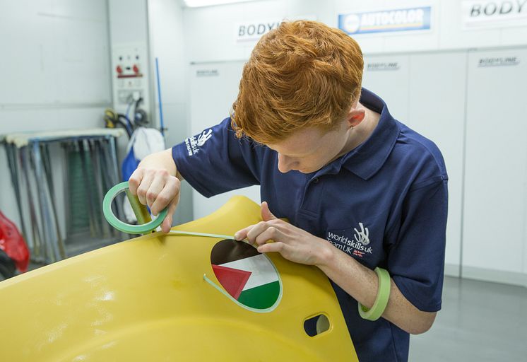 Daryl Head prepares in the Thatcham Research Academy for the exacting challenges which lay ahead at World Skills