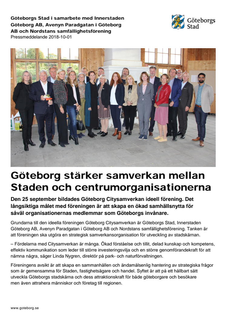 Göteborg stärker samverkan mellan Staden och centrumorganisationerna