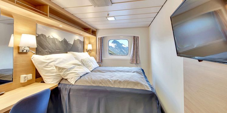 One of the new cabins on board MS Kong Harald