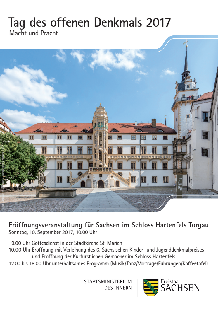 Plakat: Tag des offenen Denkmals - Eröffnungsveranstaltung für Sachsen im Schloss Hartenfels Torgau