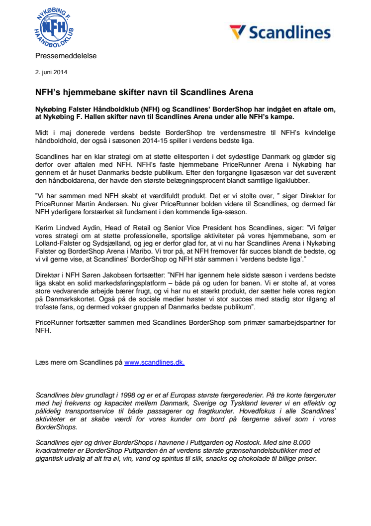 NFH’s hjemmebane skifter navn til Scandlines Arena
