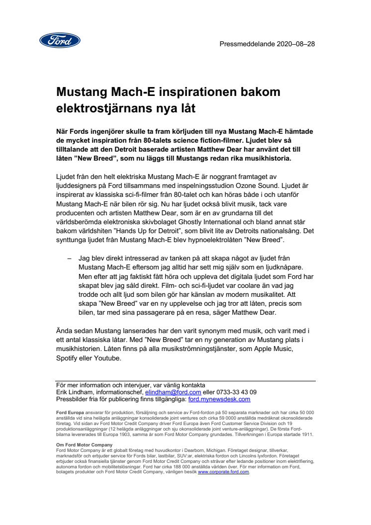 ​Mustang Mach-E inspirationen bakom elektrostjärnans nya låt
