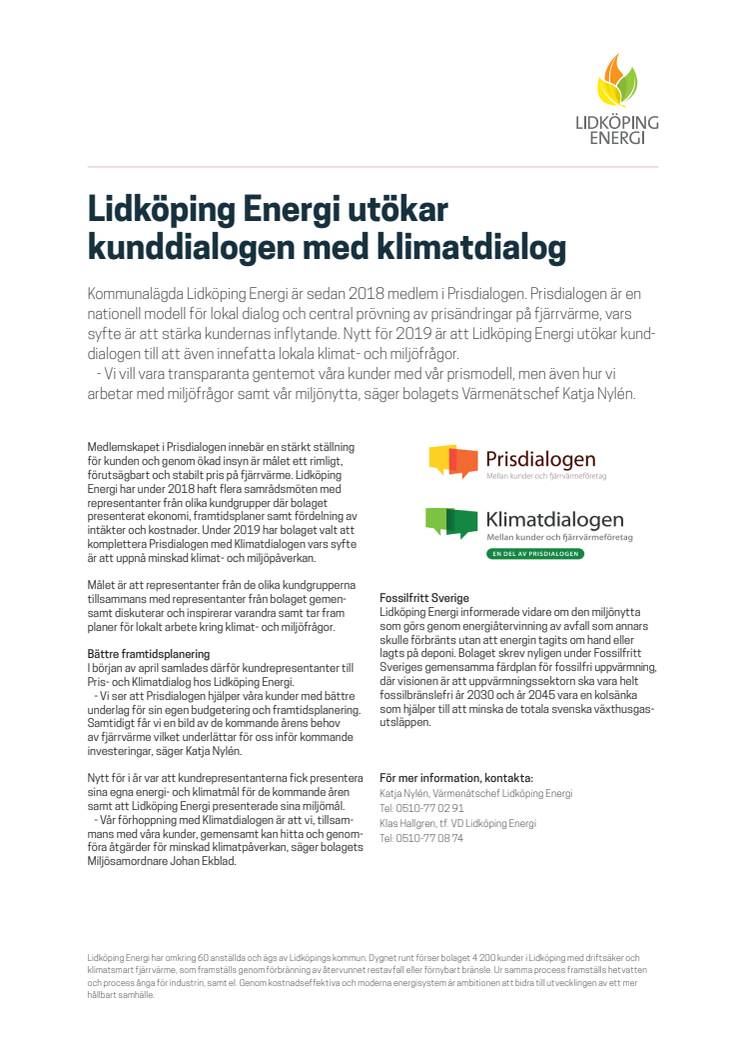 Lidköping Energi utökar kunddialogen med klimatdialog
