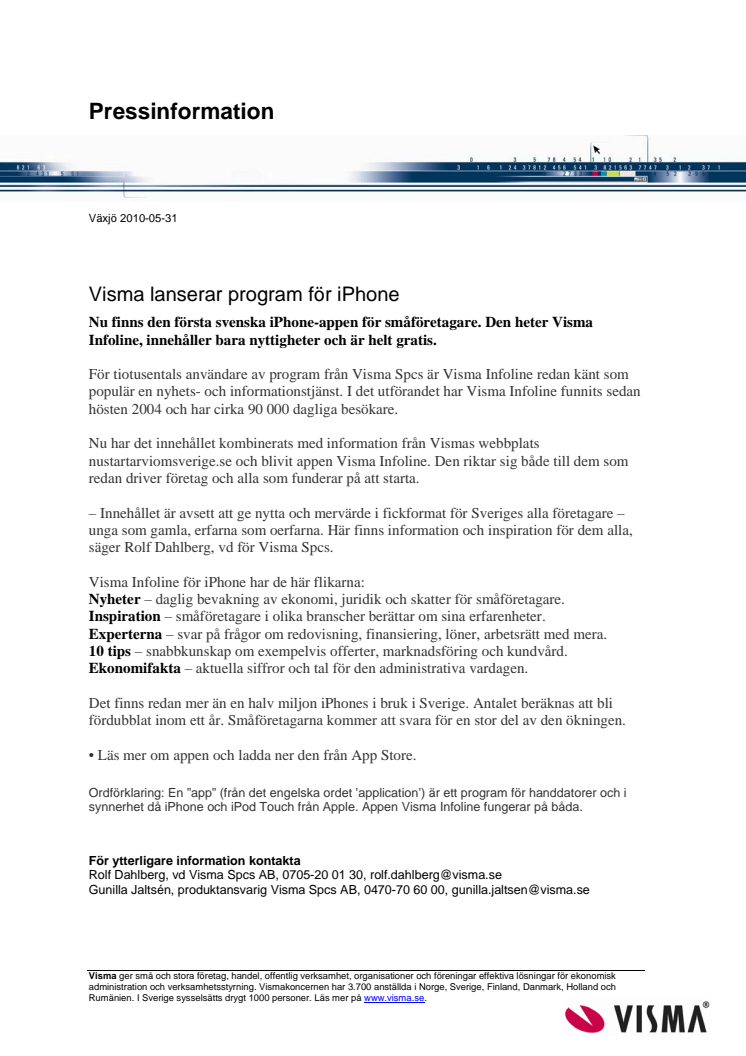 Visma lanserar program för iPhone