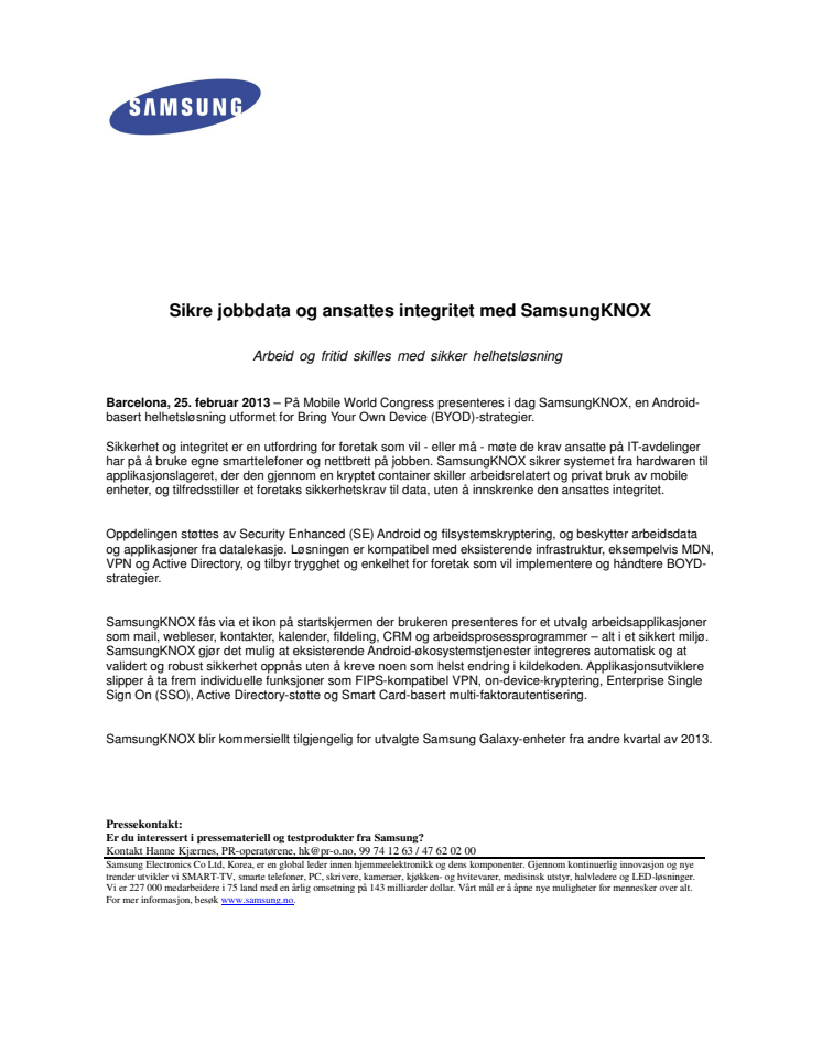 Sikre jobbdata og ansattes integritet med SamsungKNOX